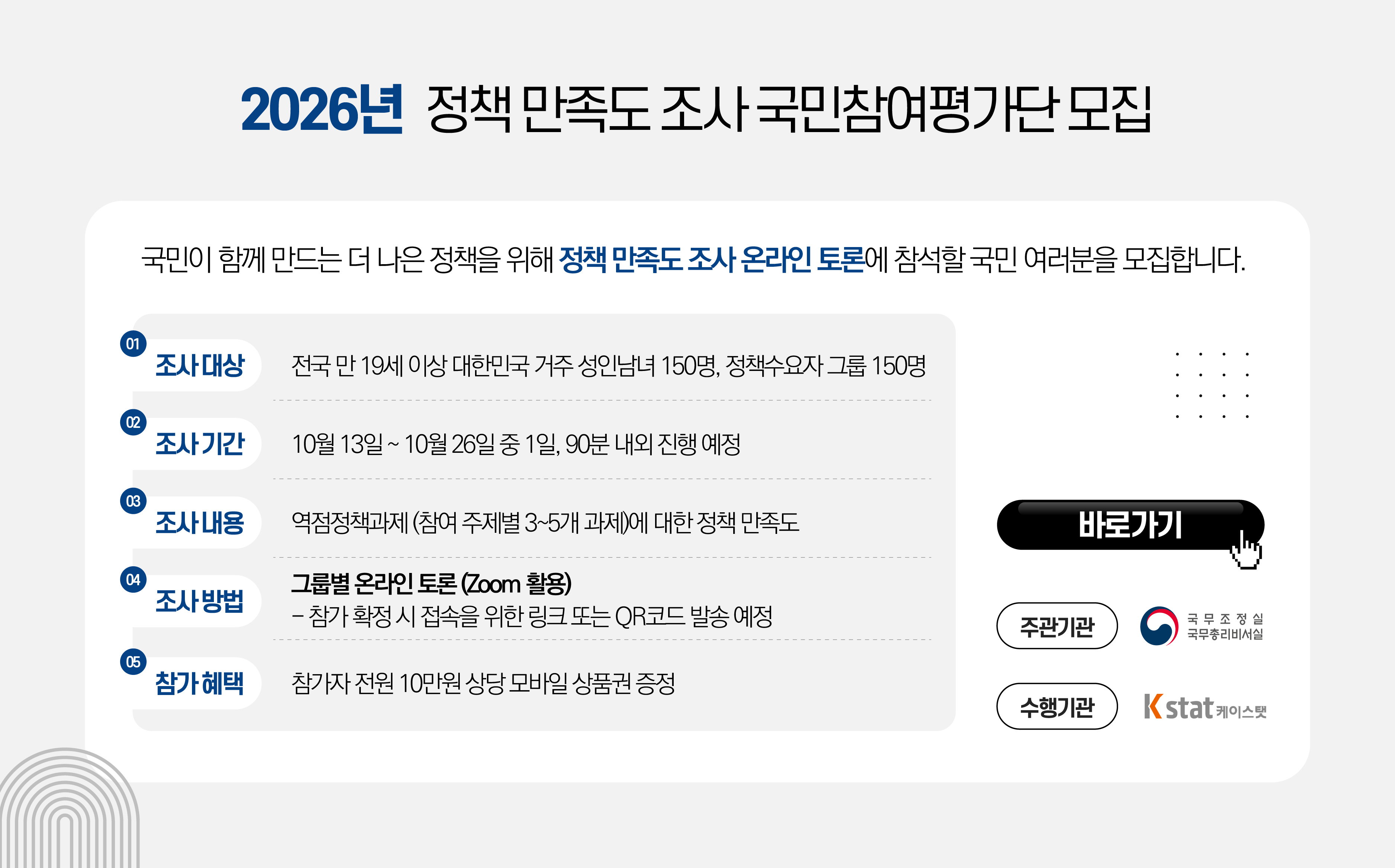 정책 만족도 조사 국민평가참여단 모집