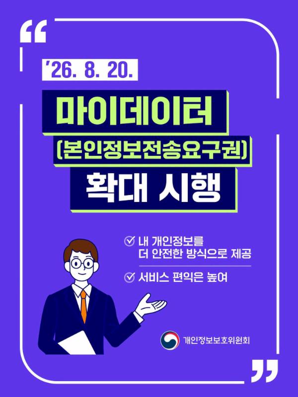 마이데이터(본인정보전송요구권) 확대 시행!
